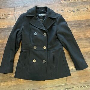 Kenneth Cole reaction wool double breasted coat black mint condition size 10